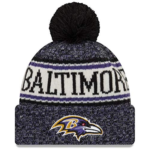 New era onf18 sport knit bommelmütze baltimore ravens schwarz lila