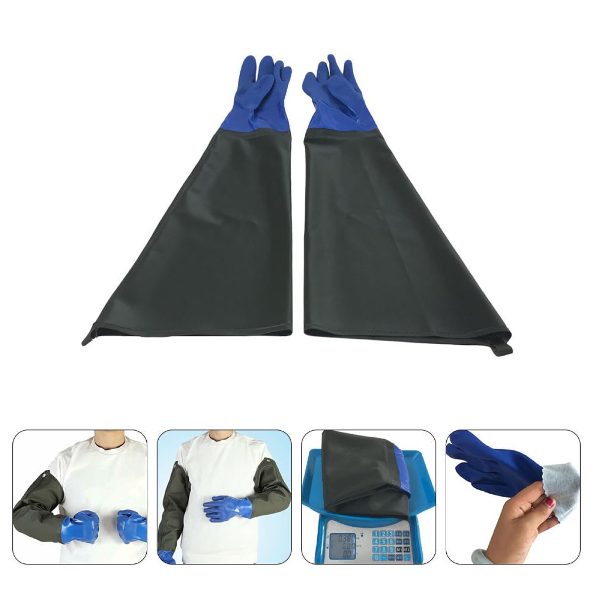 TIDTALEO Guantes de PVC Industriales Resistentes al Aceite y Ácido Antideslizantes Impermeables Talla Larga en Color Verde Militar para Trabajo Químico Limpieza y Protección