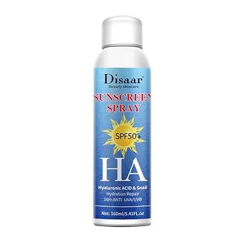 DISAAR BEAUTY Sunscreen Spray SPF50+ HA Hyaluronic Acid Snail Hydration Repair UVA/UVB 160ml/5.41oz