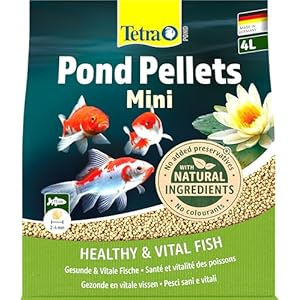 Tetra Pond Pellets Mini – Fischfutter für kleine und junge Teichfische, unterstützt gesunde Fische und klares Wasser im Teich, 4 L Beutel