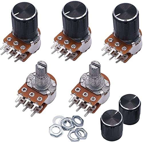 Potentiomètre B50K rotatif linéaire à 6 broches pour contrôle du volume audio, Lot de 5pcs