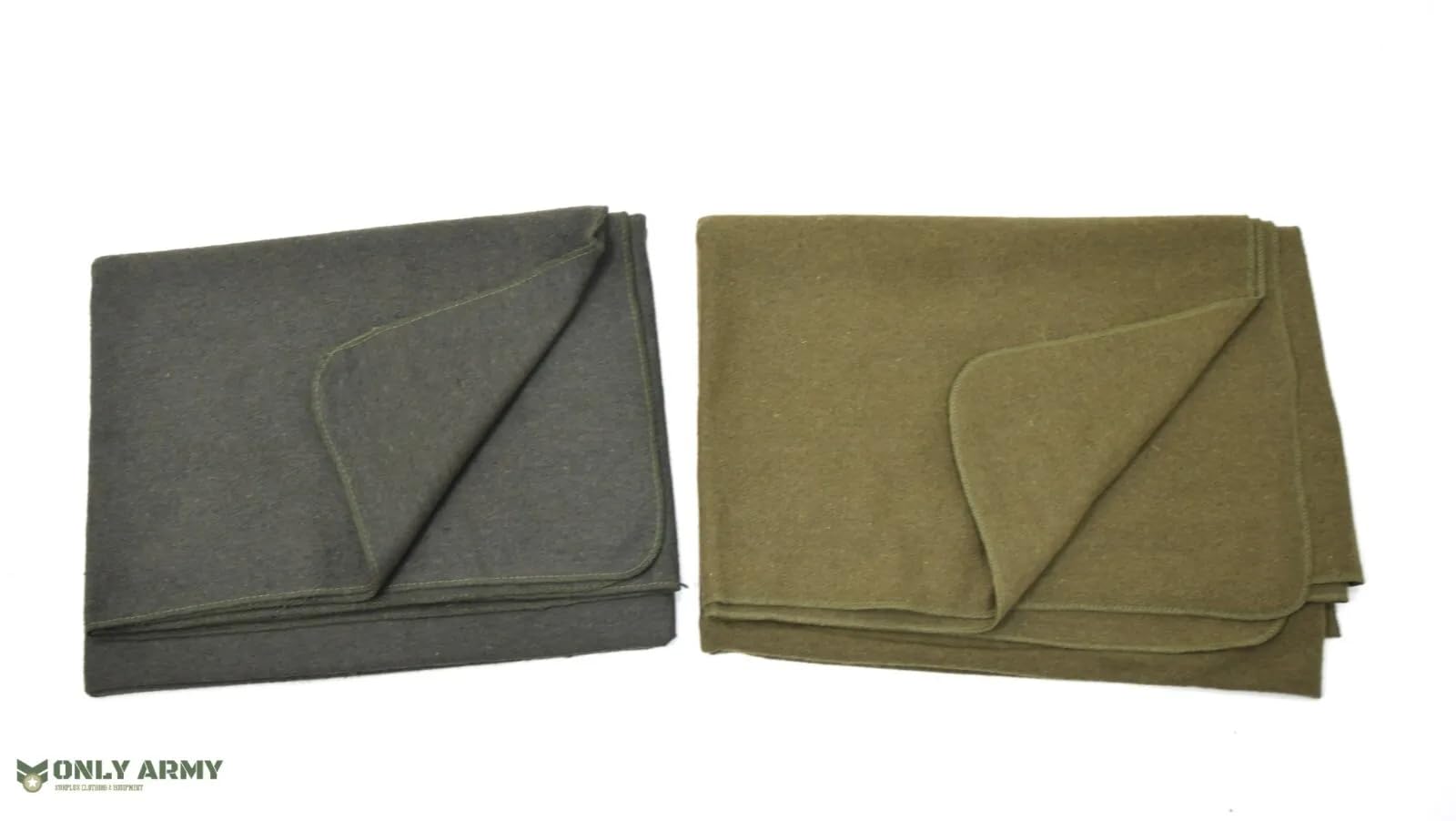 Only - Manta de lana militar, 75 % lana, 200 x 155 cm, color verde y caqui, manta resistente para camping, supervivencia o uso de emergencia, manta cálida, accesorio para sofá cama (caqui)