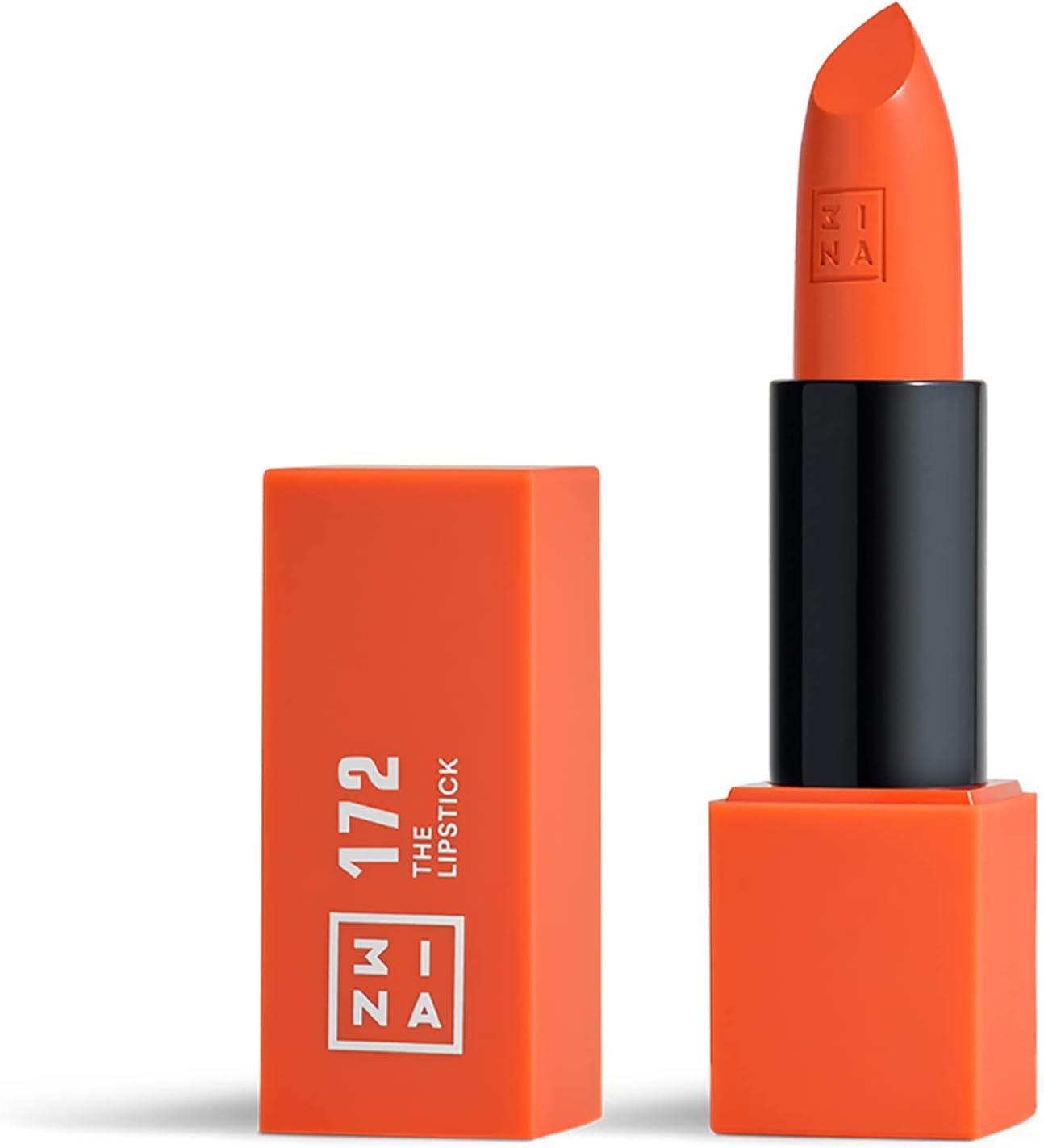 3INA MAKEUP - Vegan - The Lipstick 172 - Orange - Highly Pigmented Shades - Moisturizing Creamy Texture - Smooth Formula - Intense Color - Shiny Satin Matte Finish - Cruelty Free
