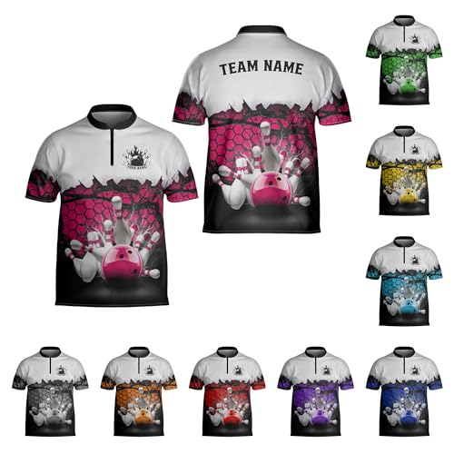 Generic Lighthuy Personalized Name Bowling Jersey 3D, Custom Bowling Shirts for Team, Bowling Shirt Unisex for Men & Women4 (Polyester Blend, Multi 24), Small-5X-Large