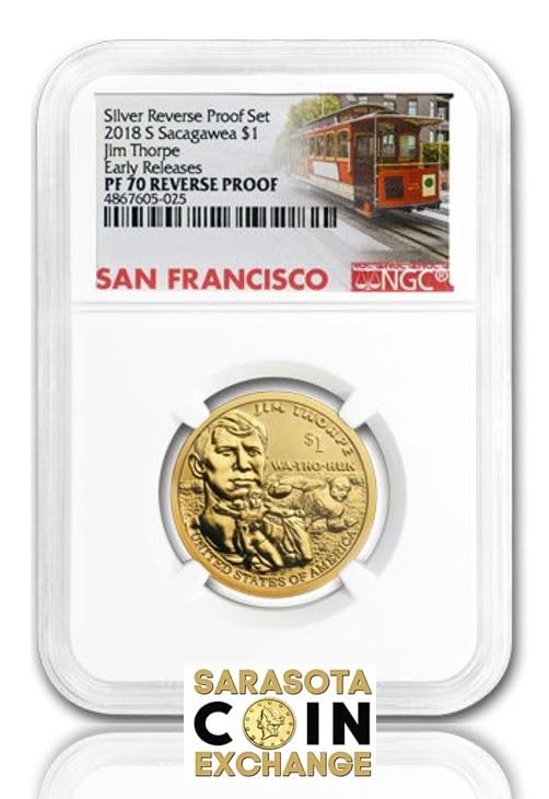 2018 S 2018 S Sacagawea Dollar 'Jim Thorpe' NGC PF 70 Reverse Proof $1 $1 NGC PF-70
