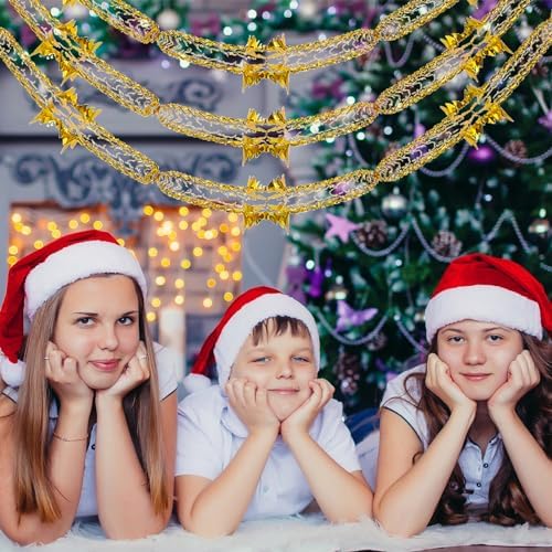 8 Pcs Christmas Ceiling Decorations,Christmas Foil Garland Hanging Decorations, Christmas Ceiling Garlands Wall Window Decoration for New Year Birthday Party Wedding Valentine's Day Supplies (Gold)