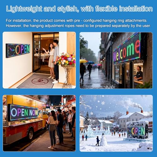 Image of P10 Programmable Scrolling Led Sign,Full Color Display 52 inchx14 inch | WiFi APP Control / IP65 Waterproof / Adjustable Brightness / Scrolling Text / Business Advertising