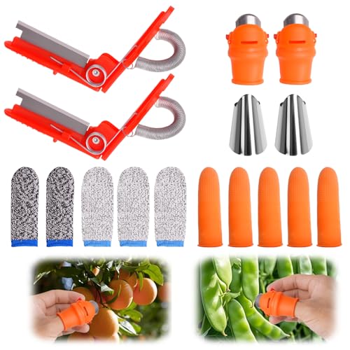 16 Pcs Gardening Thumb Knife Set Silicone Finger Protector for Fruits Thumb Blade Gardening Silicone Thumb Knife Harvesting Tool for Harvesting and Deadheading Present for Gardeners(Orange)