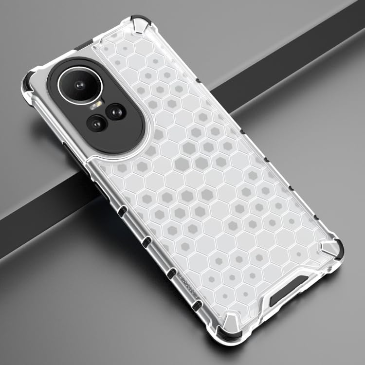 Image of Lustree TPU Honey Comb Armor Shock Proof Back Cover for for Oppo Reno 10 5G (Transparent)