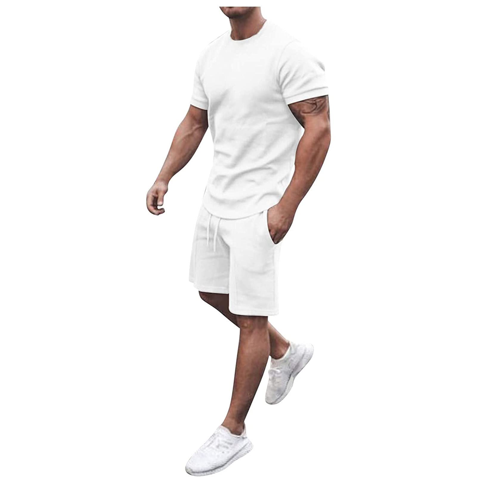 Generic 2024 Conjunto de chándal para Hombre Traje de Verano para Hombre chándal para el Tiempo Libre Camiseta + Pantalones Cortos chándal para Hombre Traje de Ocio con Deportivos Transpirable Color sólido