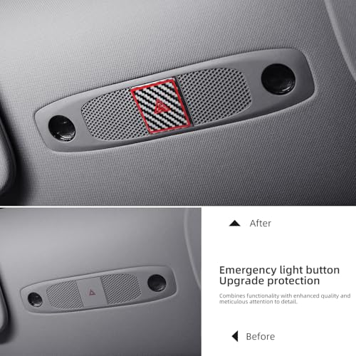 Image of BETTERHUMZ Car Interior Carbon Fiber Sticker Compatible with Tesla Model 3 2023-2020 Model Y 2024-2020 Roof Warning Button Trim Reading Light Cover Accessories (Silver)