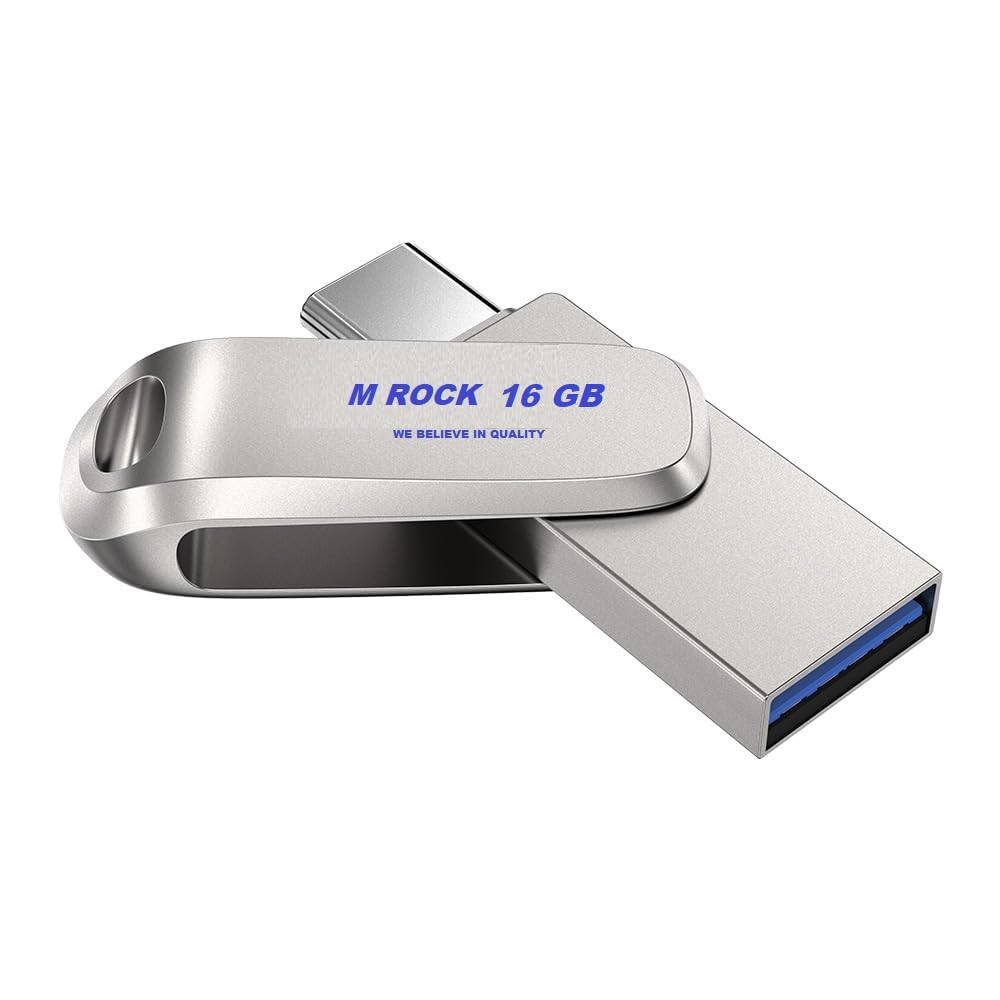 M Rock Ultra Dual Drive Luxe USB Type C Flash Drive (Silver.) (16, GB)