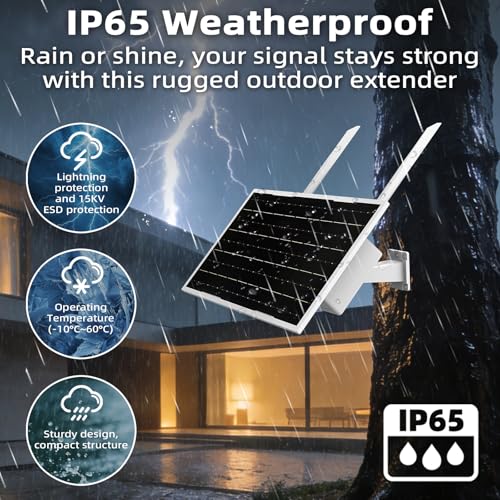 Image of Solar Powered Outdoor WiFi Extender, Coverage Up to 200 EET,Internet 2.4G WiFi Extender,Wireless Signal Booster WiFi Repeater 300Mbps,WiFi Amplifier,27000mAh Battery(35 * 25)
