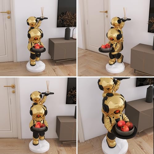 Figura grande de astronauta dorado con bandejas decorativas miniatura 5