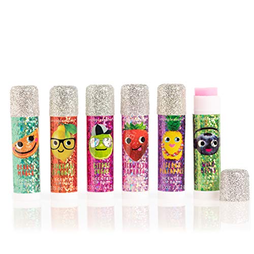 Simple Pleasures (6 Pack) Fruit Scented Lip Balm Variety Pack Moisturizer Bulk Set Kids Teens Adults