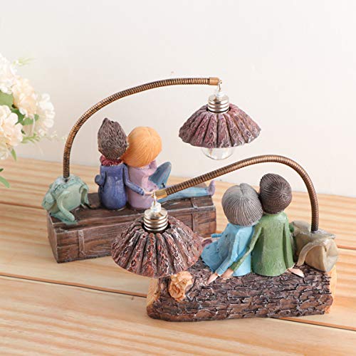 FAVOMOTO 2 Pcs Desktop Casais Luz Noturna Resina Casal Amante Estátua Luz de Cabeceira Luz Mesa Deco