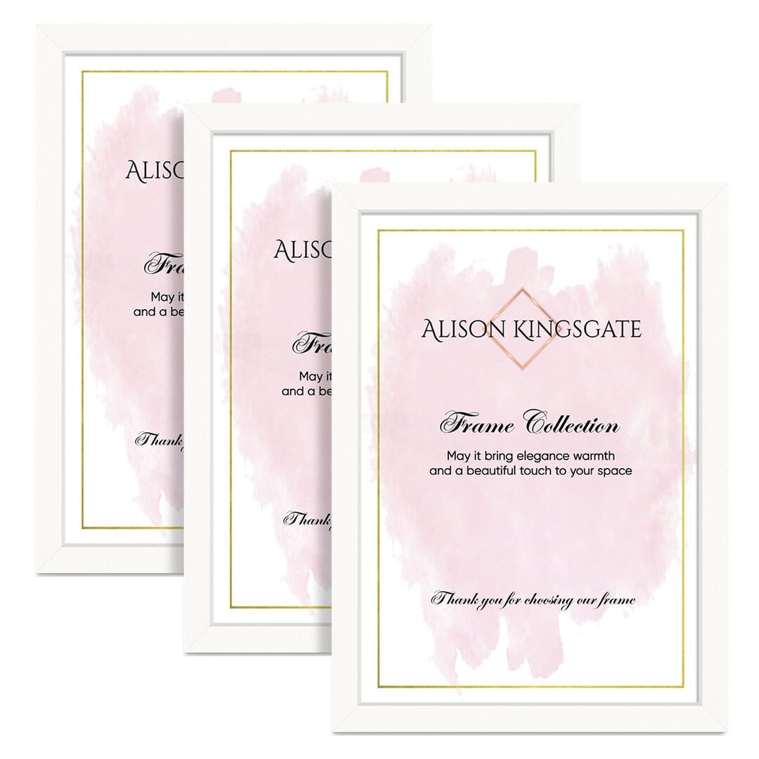 Alison Kingsgate 24X16 White Modern Photo Frames Pack of 3 - Engineered Wood Picture Frame with Perspex Front - Ideal for Certificates - Wall Mount or Tabletop - Multiple Sizes & Colors — image 1