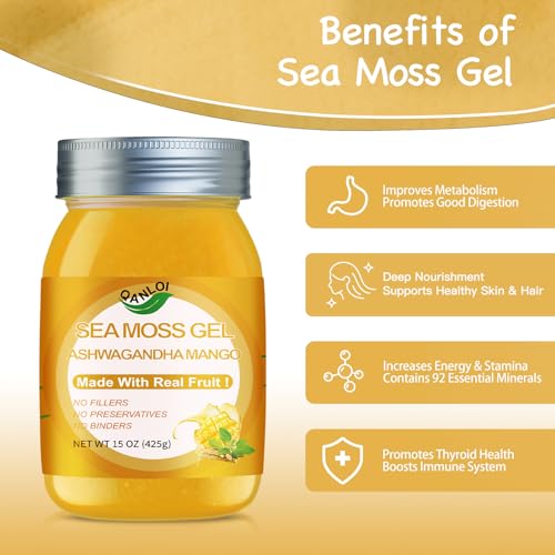 Seamoss Gel,Seamoss with Irish Sea Moss,Sea Moss Supplement-Immune Support-15OZ Sea Moss Advanced (Ashwagandha Mango) - Image 3