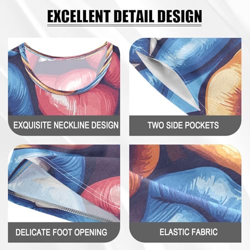 Pajama Sets Short Sleeve Colorful Lips Art Pattern Soft Cotton Summer Sleepwear 2 Piece PJS Size 5-14T3