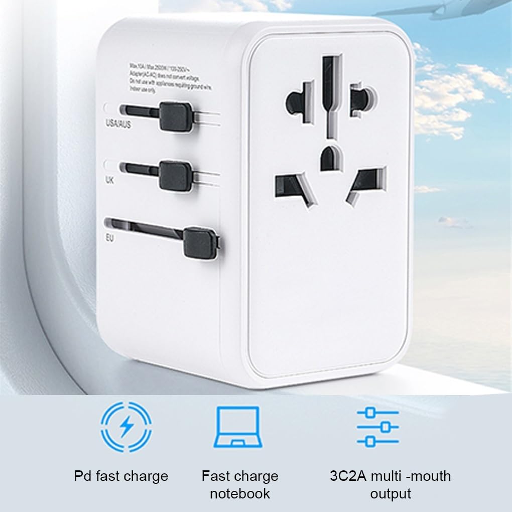 Inteligentny adapter podróżny Międzynarodowy adapter wtyczki ściennej Ładowarka USB typu C Zasilanie prądem zmiennym