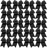 Hipcheer 20pcs 8' Large Black Cheer Bows for Girls, Hand-made Grosgrain Ribbon Hair Accessories for Teen Girls Softball Cheerleader Sports (Black)