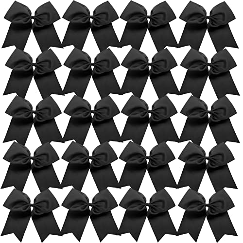 Hipcheer 20pcs 8" Large Black Cheer Bows for Girls, Hand-made Grosgrain Ribbon Hair Accessories for Teen Girls Softball Cheerleader Sports (Black)