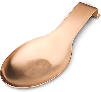 Stainless Steel Spoon Rest, Spatula Ladle Holder, Stainless Steel Utensil Spoon Rest Holder, Brushed Finish, Dishwasher Safe 9.8 x 3.7 Inch (Rose Gold 1PC)