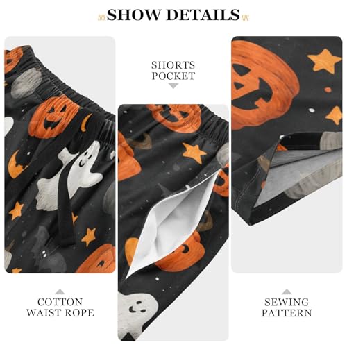 Pigsaly Halloween Flying Black Bat Men's Athletic Shorts Orange Black Animals Men's Pajama Bottoms Men's Hiking Shorts XXL4