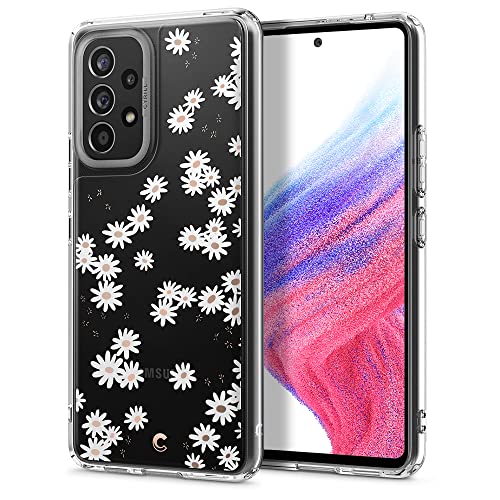 Image of Spigen Cyrill Cecile | Samsung Galaxy A53 5G Case | Transparent Flower Pattern Print Design Galaxy A53 5G Back Cover | TPU+Poly Carbonate - White Daisy