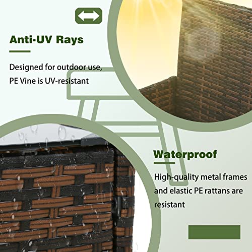 Image of PayLessHere 4 Pieces Patio Furniture Set Rattan Outside Furniture Wicker Sofa Garden Conversation Sets with Soft Cushion and Glass Table for Yard Pool or Backyard,Brown