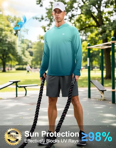 Image of Men's Sun Protection Hoodie Shirts Long Sleeve UPF 50+ Swim Shirts for Men Rash Guard Fishing Shirt Quick Dry