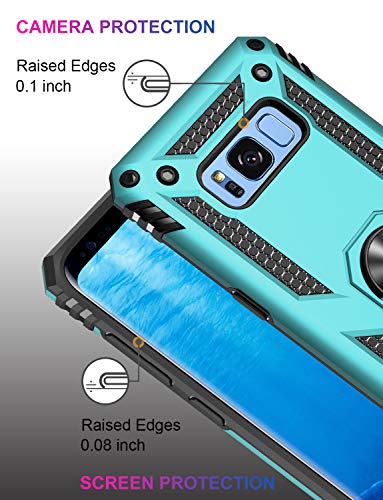 Lumarke JUNS-GALAXY S8-GREEN TEAL For Galaxy S8 Case,Military Grade 16Ft. Drop Tested Cover With Magnetic Ring Kickstand Compatible With Car Mount Holder,Protective Phone Case For Samsung Galaxy S8 Teal thumb #2