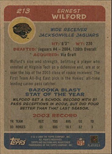 Miniatura 2 de 2004 Bazooka Minis #213 Ernest Wilford NFL Football Trading Card