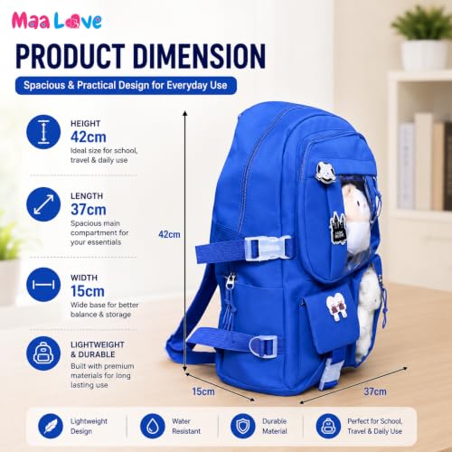 Image of Cute Kawaii Plush Display Backpack for Girls - Multi-Pocket School Bag with Transparent Window, Adjustable Straps, Aesthetic Bookbag for Teens & Students
