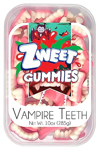 Zweet Gummy Candy Vampire Teeth Chewy Candy 10 Ounce – Gummy Kosher Candy, Halal Candy– Resealable Pack Of Gummy Candy