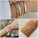 IFKM 36 PC Gold Plated Jewelry Set with 4 Necklace, 11 Bracelet, 7 Ear Cuffs Earring, 14 Knuckle Rings for Women Girls Valentine Anniversary Birthday Friendship Gift - Image 3