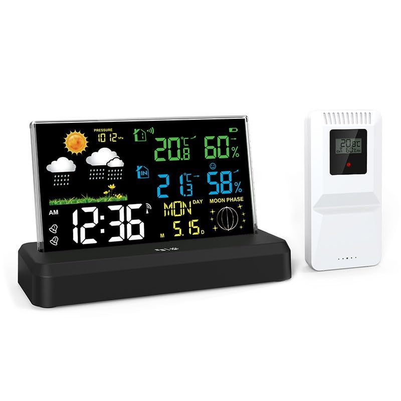 ABS Multi-Functional Color Screen Indoor Outdoor Temperature Humidity Mete