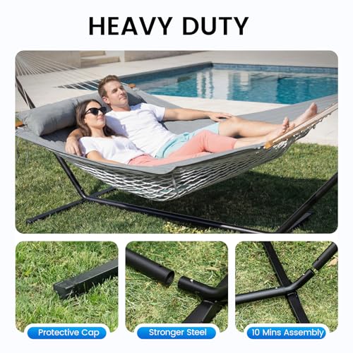 ANAGOO Hammock with Stand,Cotton Rope Hammock with Polyester, Gray - image 5