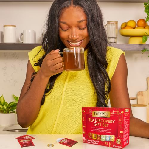 Image of Twinings Tea Discovery Gift Set, Black & Herbal Variety Pack, 6 Mini Boxes | Includes English Breakfast, Earl Grey, Chai, Pure Peppermint, Pure Camomile, and Lemon & Ginger, 60 Individual Teabags