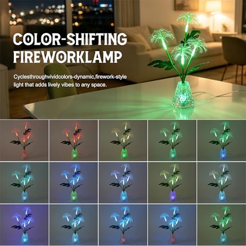 Image of Fiber Optic Firework Lamp, Color Changing Night Light Lamp for Bedroom Bar Coffee Shop Wedding Decor, Gifts for Women Mom Daughter Grandma Girlfriend Friend Birthday Christmas Valentines Mothers Day