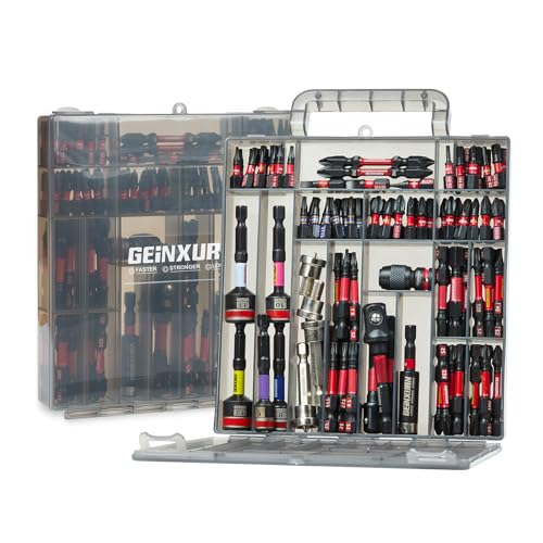 Geinxurn Lot de 99 Embouts de Vissage (Torx, Cruciforme, PZ, Hex, SL), en Acier S2 Magnétique, avec Porte-embout, Adaptateur, Clé à Douille, Embout PH2 avec...