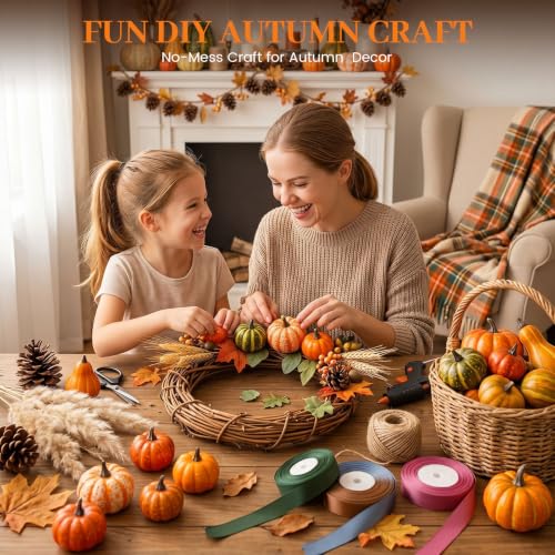 Image of DomeStar Fall Decorations for Home, 8 Assorted Mini Fake Pumpkins Gourds