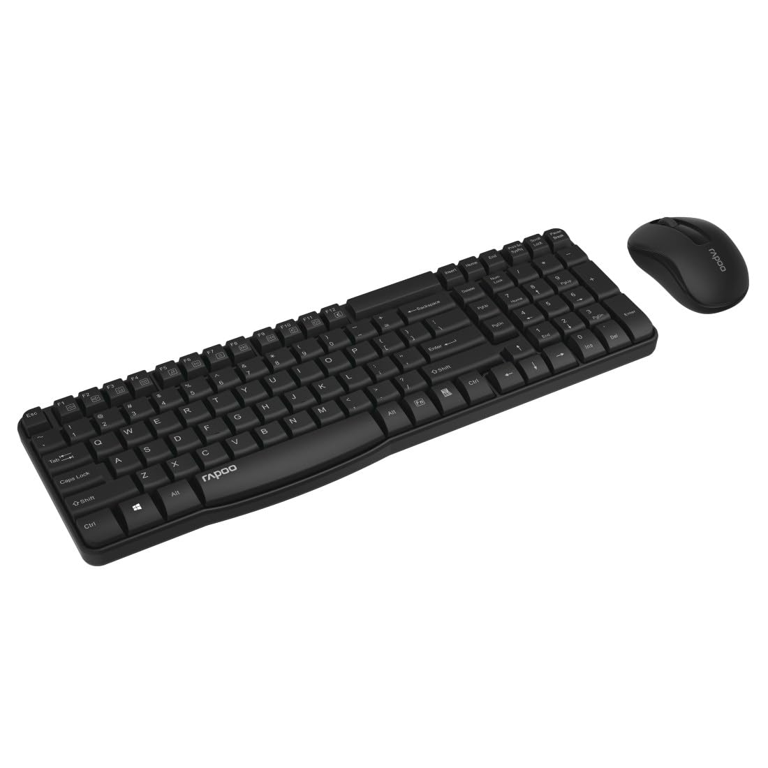 Rapoo Clavier et Souris sans Fil X 1800s" (Pack Kit Clavier Souris sans Fil 2.4GHz, Dongle Nano USB, Autonomie 12mois, Souris Optique 1000DPI, Clavier AZERTY FR, Pavé Numérique, pour PC, Laptop) Noir