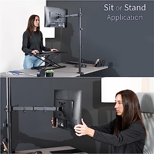 Vivo Extra Tall Single Monitor Desk Mount Stand 39 Inch Pole. Features Full Adjustability - Tilt And Articulation, Holds 13 To 32 Inch Screens Up To 22 Lbs With Vesa Mounting, Black, Stand-V011 #TOP5