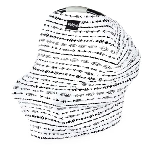Image of Milk Snob Original 5-in-1 Cover - Nursing Cover for Breastfeeding - Baby Car Seat Cover, Carseat Canopy & Stroller - Essential All-in-One Cover - Gift for Mom, Baby (Arrows)