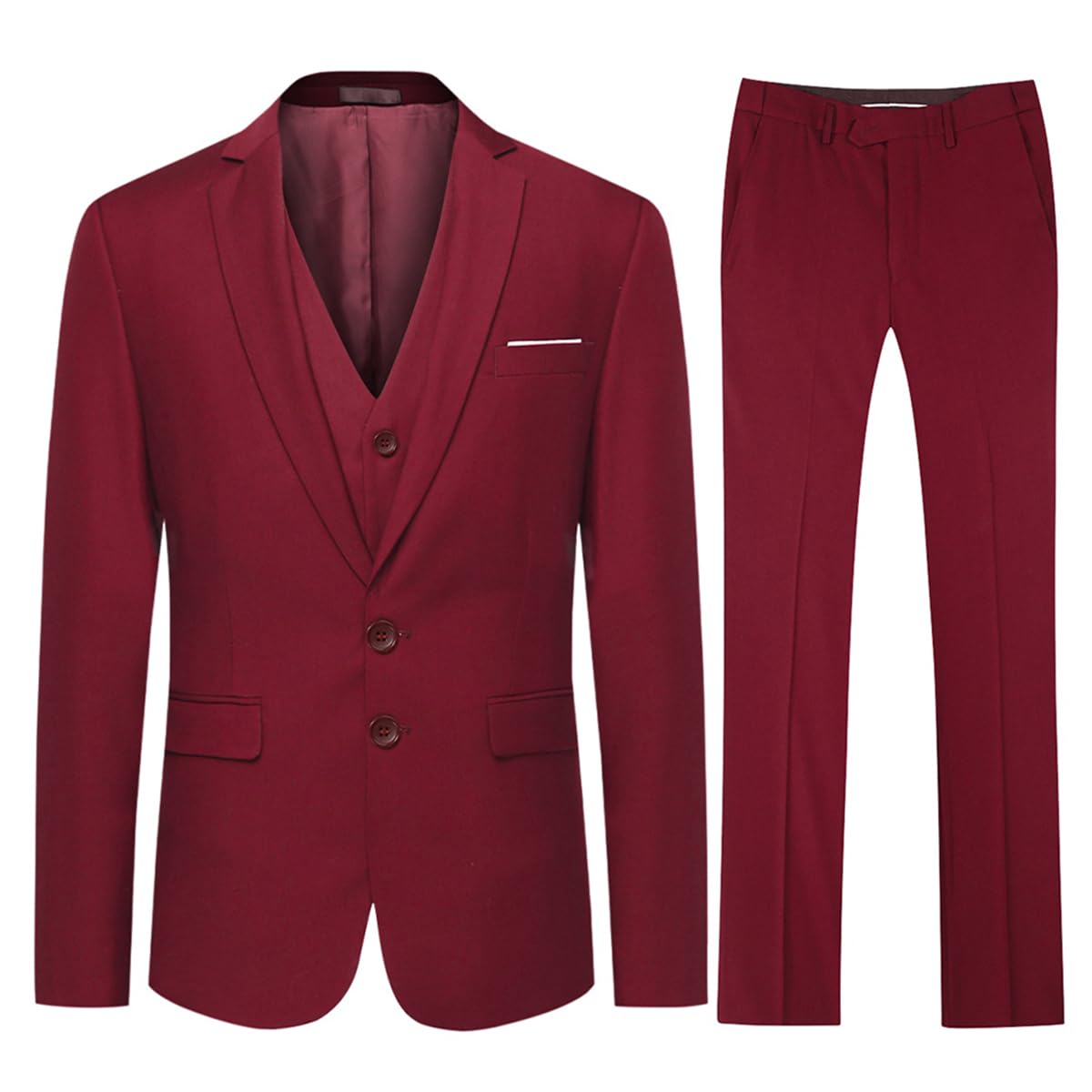 Traje de 3 piezas para hombre Allthemen, ajustado, dos botones, para la oficina