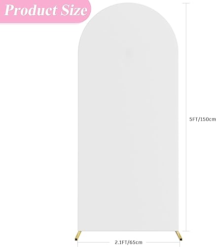 Miniatura 2 de Asee'm Cubierta de arco de boda de 5 pies, cubierta de elastano ajustable blanca de 2 caras, cubierta de fondo para decoración de fiestas,