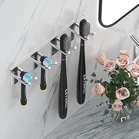 YYBO Zahnbürstenhalter Elektrische Zahnbürste Halter, Zahnbürstenhalter Wand Edelstahl SUS304 Aufsteckbürsten Halter Selbstklebend Zahnbürstenkopf Halter, Zahnbürsten Halterung Wand für Badezimmer Cover