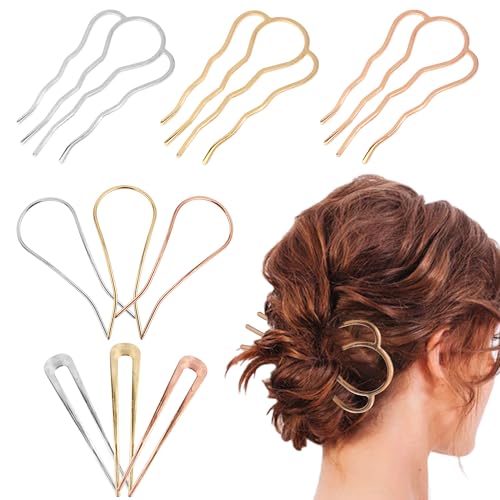 9 PCS French Hair Pins for Women CUBACO Gold Hair
