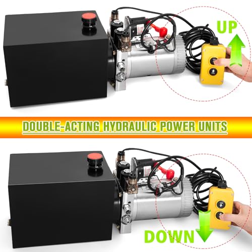 Topemai 8 QUART Hydraulic Pump 12V Dump Trailer Pump - Double Acting, 8-Quart Electric Power Unit thumb #3